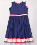 Babyhug Sleeveless Kurta Churidar And Dupatta Set - Navy Blue