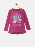 United Colors of Benetton Girls Pink Shimmery Print T-shirt