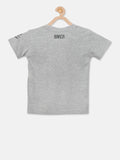 Barcelona Boys Grey Melange Printed Round Neck T-shirt