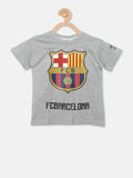 Barcelona Boys Grey Melange Printed Round Neck T-shirt