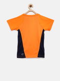 PUMA Boys Orange & Navy Colourblocked Round Neck T-shirt