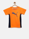 PUMA Boys Orange & Navy Colourblocked Round Neck T-shirt