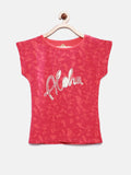 YK Girls Coral Printed T-shirt