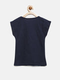 YK Disney Girls Navy Blue Printed T-shirt