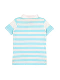 Cherry Crumble Boys Blue Striped Polo Collar T-shirt