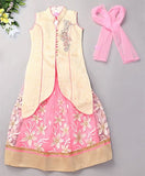 Babyhug Sleeveless Ethnic Lehenga Choli With Dupatta - Off White Pink