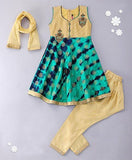 Babyhug Sleeveless Kurti And Salwaar With Dupatta Embroidered Design - Green