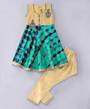 Babyhug Sleeveless Kurti And Salwaar With Dupatta Embroidered Design - Green