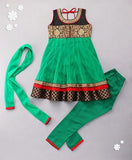Babyhug Sleeveless Kurta And Churidar With Dupatta - Green