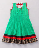 Babyhug Sleeveless Kurta And Churidar With Dupatta - Green